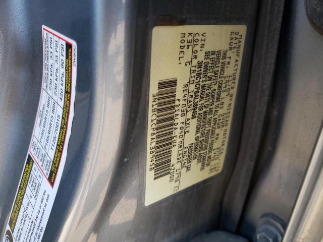 3N1BC1CP8AL389458 - 2010 NISSAN VERSA S GRAY photo 12