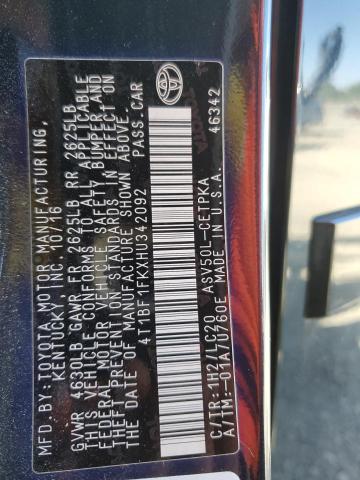 4T1BF1FKXHU342092 - 2017 TOYOTA CAMRY LE 蓝色 照片 12