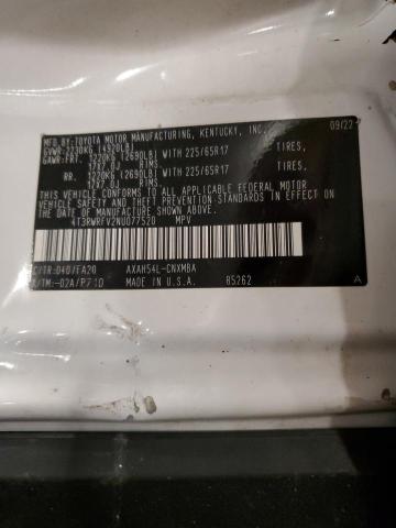 4T3RWRFV2NU077520 - 2022 TOYOTA RAV4 XLE Blanco foto 13