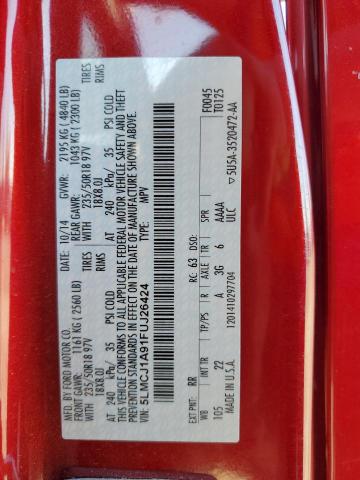 5LMCJ1A91FUJ26424 - 2015 LINCOLN MKC RED photo 12