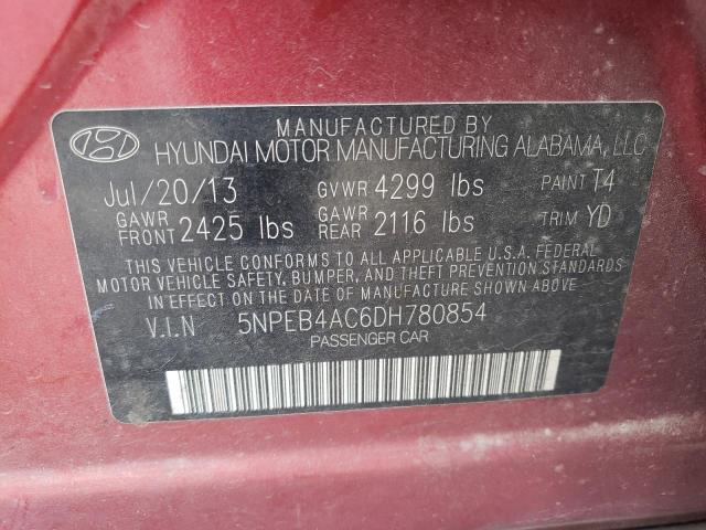 5NPEB4AC6DH780854 - 2013 HYUNDAI SONATA GLS RED photo 12