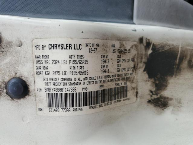 3A8FY48B08T147586 - 2008 CHRYSLER PT CRUISER Սպիտակ լուսանկար 12