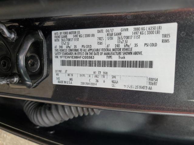 1FTEW1E88HFC05583 - 2017 FORD F150 SUPERCREW GRAY photo 12