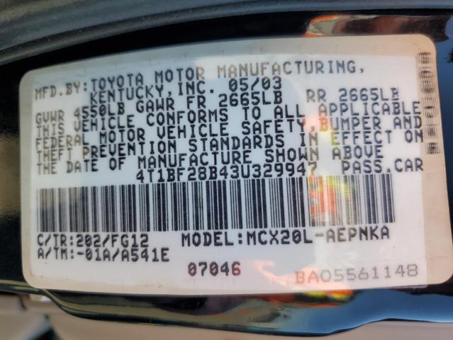 4T1BF28B43U329947 - 2003 TOYOTA AVALON XL Черный фото 13