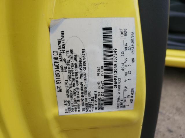 3FAFP31304R107349 - 2004 FORD FOCUS ZX3 YELLOW photo 12