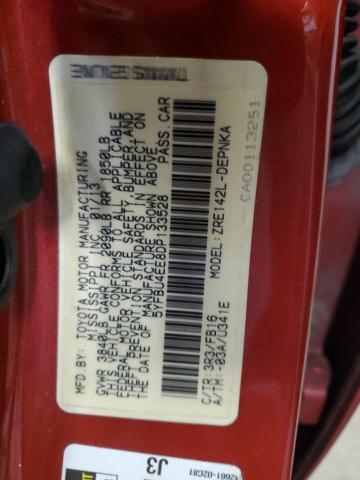 5YFBU4EE8DP133528 - 2013 TOYOTA COROLLA BASE برغندي صورة 12