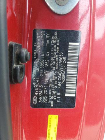 KMHTC6AE6GU259656 - 2016 HYUNDAI VELOSTER TURBO RED photo 12