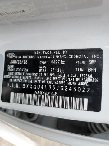 5XXGU4L35JG245022 - 2018 KIA OPTIMA EX WHITE photo 12