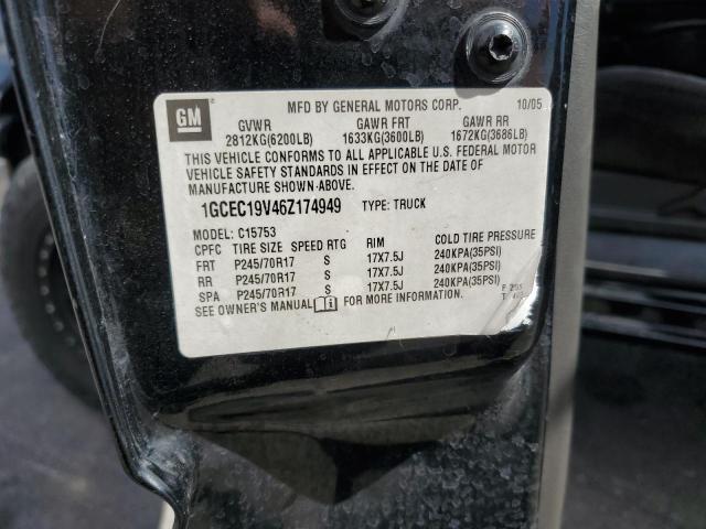 1GCEC19V46Z174949 - 2006 CHEVROLET SILVERADO C1500 BLACK photo 12