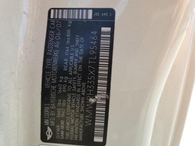 WMWRH335X7TL95464 - 2007 MINI COOPER S ბეჟი ფოტო 12