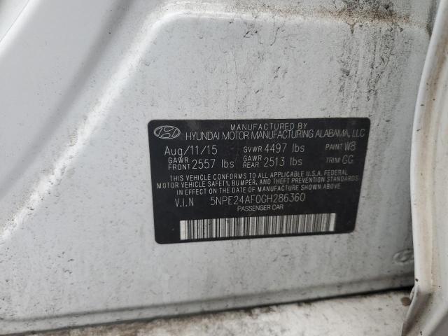 5NPE24AF0GH286360 - 2016 HYUNDAI SONATA SE თეთრი ფოტო 12