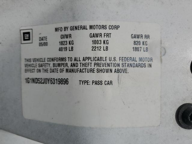 1G1ND52J0Y6319896 - 2000 CHEVROLET MALIBU WHITE photo 13