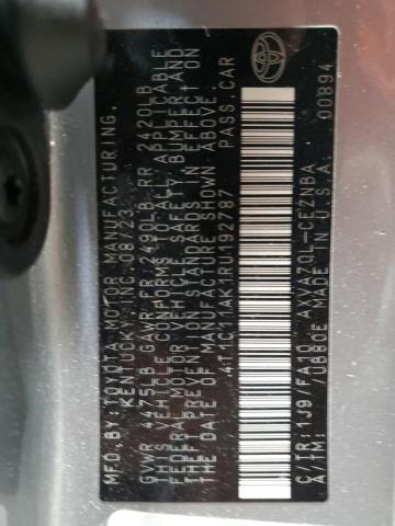 4T1C11AK1RU192787 - 2024 TOYOTA CAMRY LE 银色 照片 13