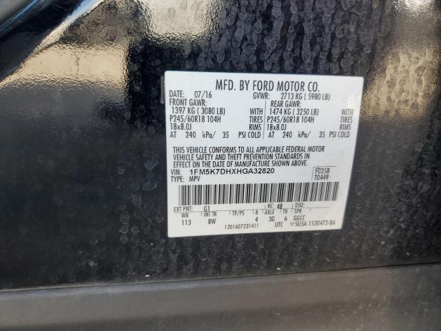 1FM5K7DHXHGA32820 - 2017 FORD EXPLORER XLT BLACK photo 13