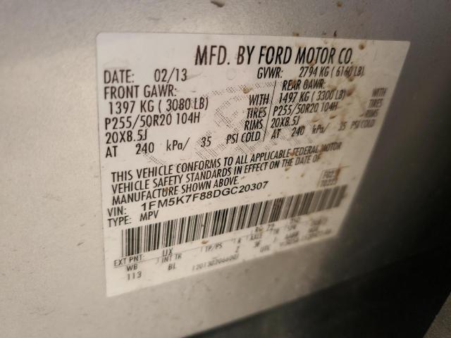 1FM5K7F88DGC20307 - 2013 FORD ESCAPE LIMITED 银色 照片 13