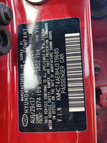 KMHCT4AE8HU378685 - 2017 HYUNDAI ACCENT SE RED photo 12