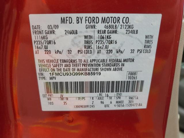 1FMCU93G99KB85919 - 2009 FORD ESCAPE XLT RED photo 13