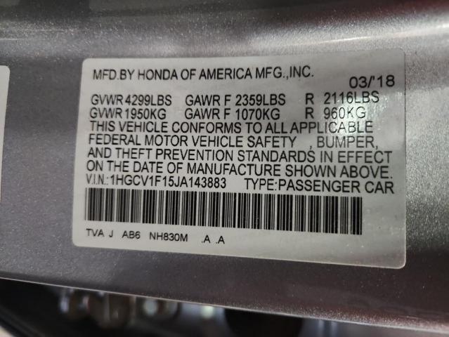 1HGCV1F15JA143883 - 2018 HONDA ACCORD LX 灰色 照片 13