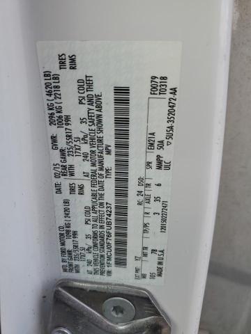 1FMCU0F76FUB74237 - 2015 FORD ESCAPE S 白色 照片 13