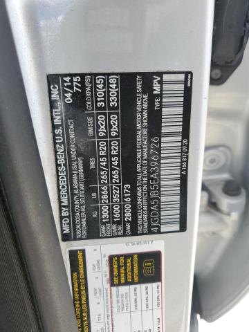 4JGDA5JB5EA396726 - 2014 MERCEDES-BENZ ML 350 SILVER photo 13