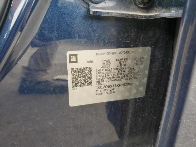 1G1ZD5ST7KF157369 - 2019 CHEVROLET MALIBU LT Mavi fotoğraf 12