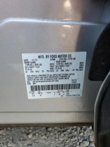 2FMTK4AP9FBC27149 - 2015 FORD EDGE SPORT ვერცხლისფერი ფოტო 13