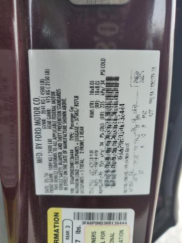 3FA6P0HD3HR136444 - 2017 FORD FUSION SE كستنائي صورة 12