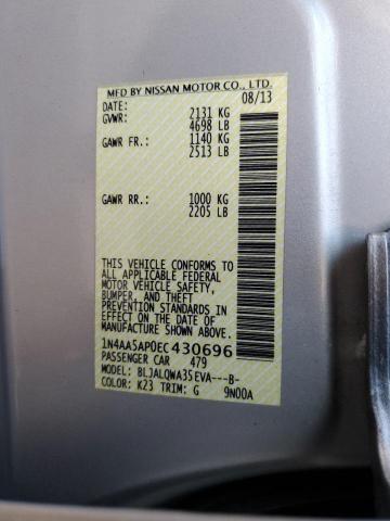 1N4AA5AP0EC430696 - 2014 NISSAN MAXIMA S SILVER photo 13