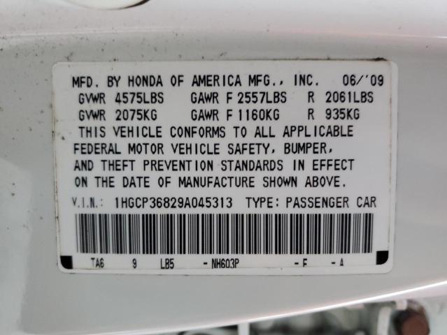 1HGCP36829A045313 - 2009 HONDA ACCORD EXL WHITE photo 12