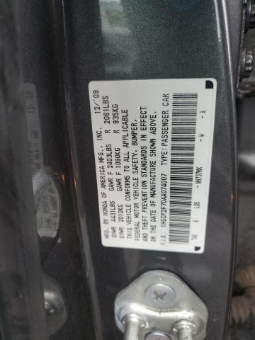 1HGCP2F70AA074007 - 2010 HONDA ACCORD EX GRAY photo 12