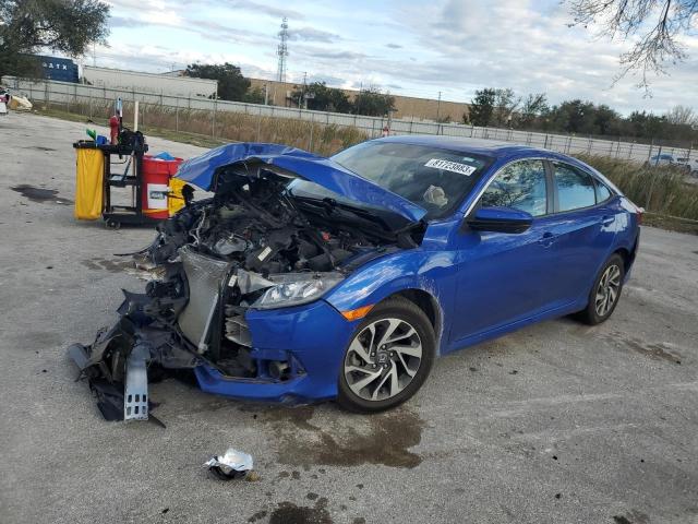 2HGFC2F81JH592730 - 2018 HONDA CIVIC EX BLUE photo 1