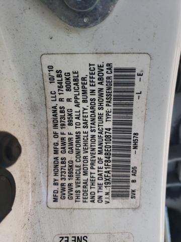 19XFA1F84BE010874 - 2011 HONDA CIVIC EX WHITE photo 12