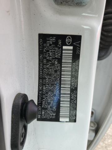 JTDKN3DU6A0085369 - 2010 TOYOTA PRIUS WHITE photo 12