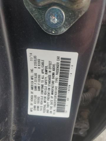 1HGCR2F5XFA061040 - 2015 HONDA ACCORD SPORT ნაცრისფერი ფოტო 12