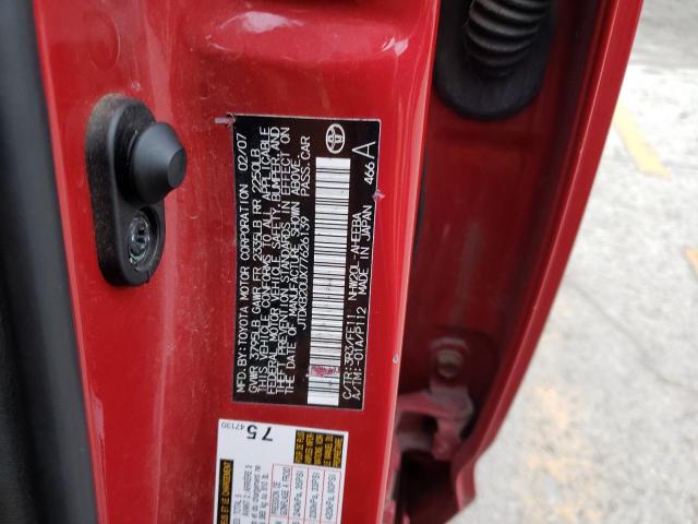 JTDKB20UX77626139 - 2007 TOYOTA PRIUS RED photo 12