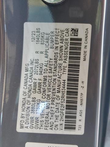 2HGFE2F52RH534444 - 2024 HONDA CIVIC SPORT ნაცრისფერი ფოტო 13