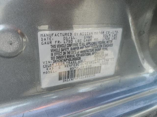 3N1CN7AP1GL855535 - 2016 NISSAN VERSA S GRAY photo 12