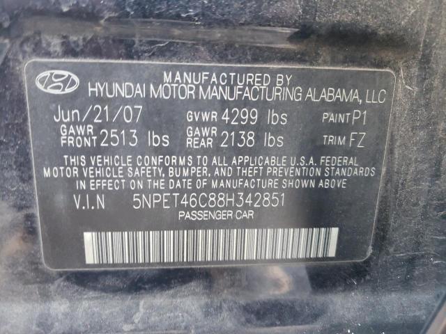 5NPET46C88H342851 - 2008 HYUNDAI SONATA GLS BLUE photo 12