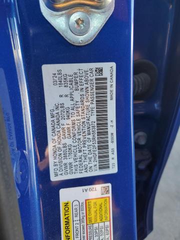2HGFE2F53RH563872 - 2024 HONDA CIVIC SPORT 蓝色 照片 12