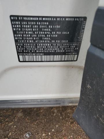 3VV1B7AX4LM143362 - 2020 VOLKSWAGEN TIGUAN S WHITE photo 13