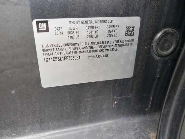 1G11C5SL1EF303981 - 2014 CHEVROLET MALIBU 1LT GRAY photo 12