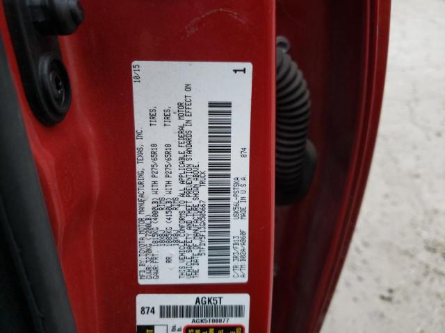 5TFDY5F13GX505667 - 2016 TOYOTA TUNDRA CREWMAX SR5 RED photo 12