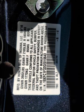 19XFC1F32GE015643 - 2016 HONDA CIVIC EX GRAY photo 12