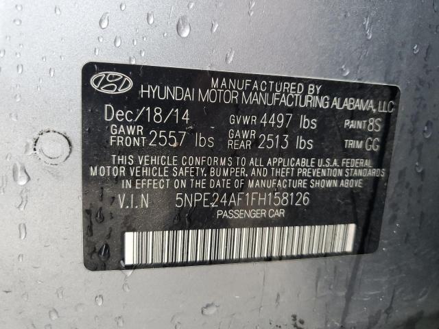 5NPE24AF1FH158126 - 2015 HYUNDAI SONATA SE SILVER photo 12