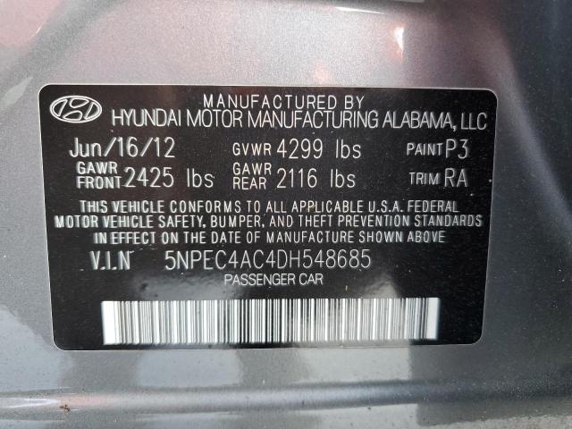 5NPEC4AC4DH548685 - 2013 HYUNDAI SONATA SE SILVER photo 12