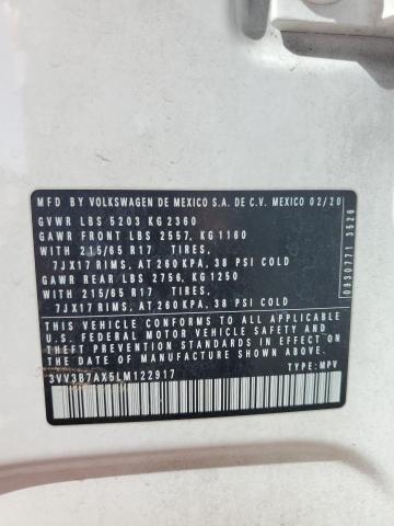 3VV3B7AX5LM122917 - 2020 VOLKSWAGEN TIGUAN SE أبيض صورة 13