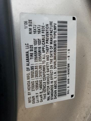 5FNRL386X6B063870 - 2006 HONDA ODYSSEY EXL ვერცხლისფერი ფოტო 12