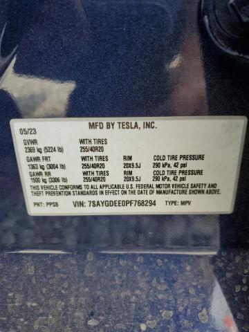 7SAYGDEE0PF768294 - 2023 TESLA MODEL Y BLUE photo 12
