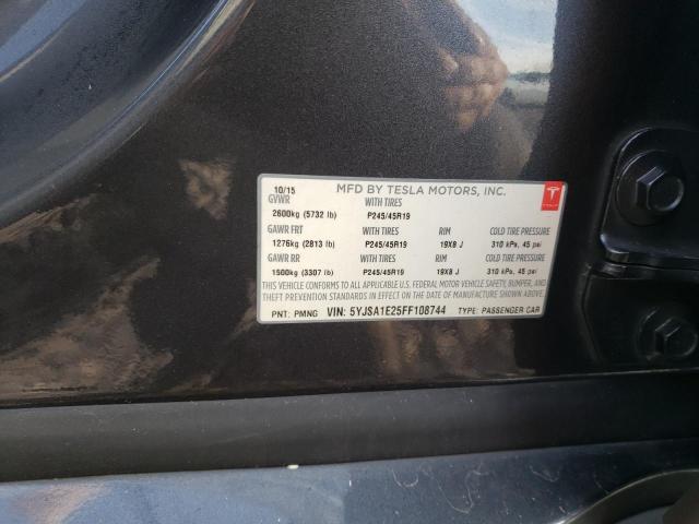 5YJSA1E25FF108744 - 2015 TESLA MODEL S GRAY photo 12
