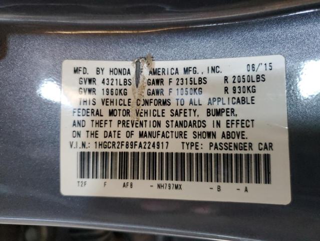 1HGCR2F89FA224917 - 2015 HONDA ACCORD EXL 灰色 照片 12